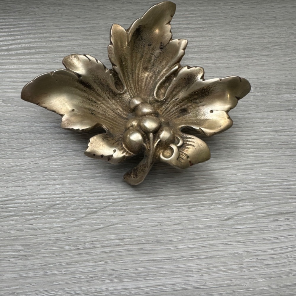 Vintage Brass Grape Leaf Dish